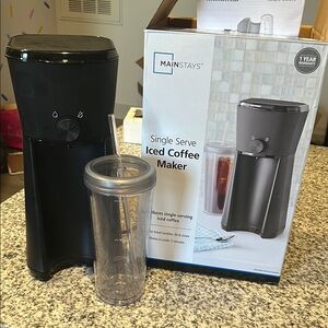 Mainstays Black Single Serve Iced Coffee Maker with Clear Tumbler